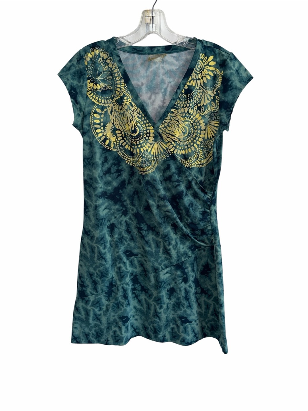 Athleta Nectar Tattooed Surplice Stretch Dress Teal Size size Medium - Picture 2 of 9
